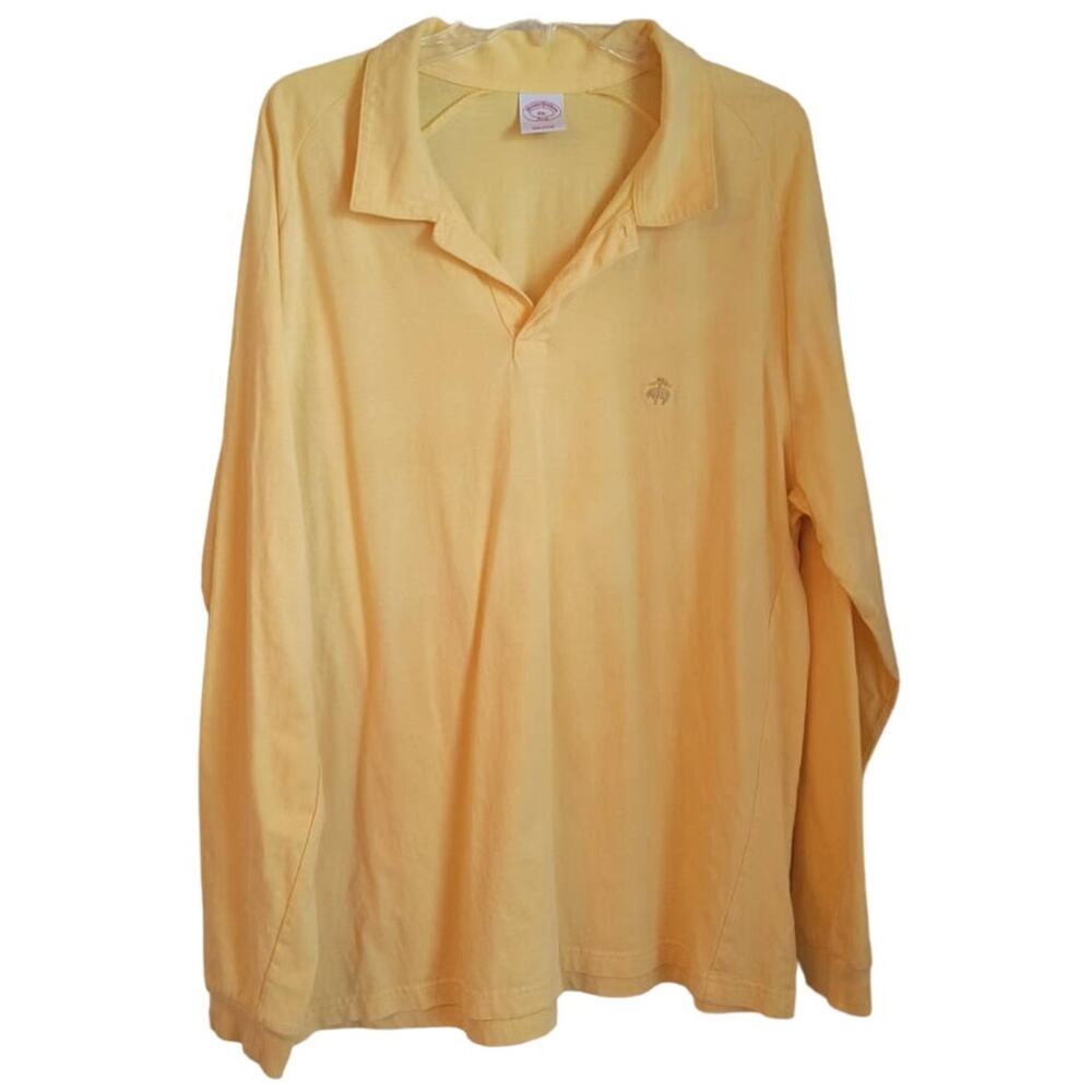 Brooks Brothers 346 Polo Shirt Men's Size XXL Yellow Long Sleeve Cotton Pullover